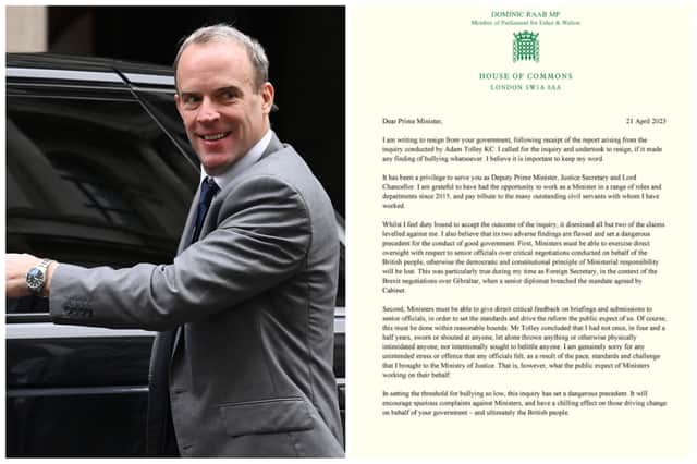 Dominic Raab has announced his resignation (Image: Getty / Twitter)
