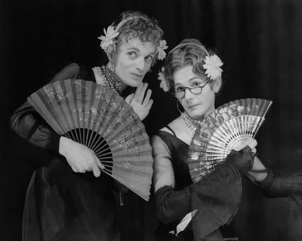 George Logan was renowned for his double act as Dr Evadne Hinge (right) with Patrick Fyffe as Dame Hilda Bracket (left) - Credit: Getty
