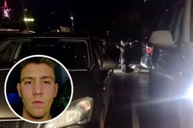 Two young men were surrounded by armed police at a McDonald's drive-through and ordered out of their car at gunpoint. Driver Joel Thorogood, 21, said he was "shocked and scared" as guns were pointed directly at him and his passenger during the incident in Taunton, Somerset, on Monday evening (4 Dec).
Picture: SWNS