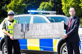 Operation Close Pass...Chief Superintendent Louise Blakelock and Cycling Scotland chief executive Keith Irving at the campaign launch. (Pic: Roddy Scott)