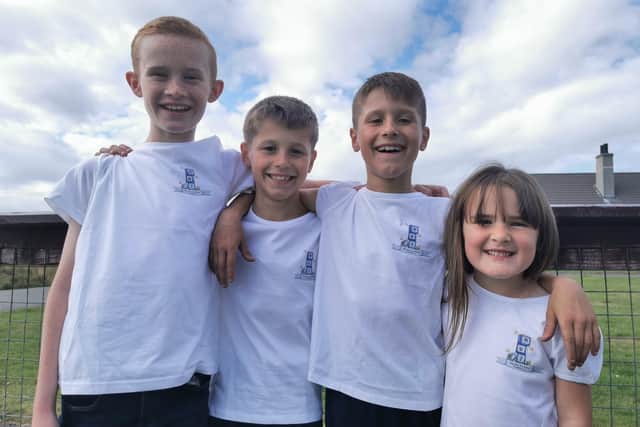 The four friends hope their challenge will raise lots of money for the Matthew Woodman Foundation.