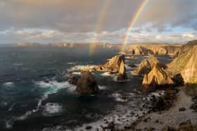 The Mangersta Sea Stacks on the Isle of Lewis is one of Richard Fox's shortlisted photographs. (Photograph: Pinnacles of Light © Richard Fox)