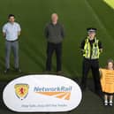 Training sessions...not only to learn silky skills but key rail safety messages. Pictured at the launch event at Easter Road are (l-r) Alfie Hocknull, Stuart Livingstone, Paul McNeil, Mark Henderson, Bryan O'Neill and Zoe Hocknull (Pic: Paul Devlin)