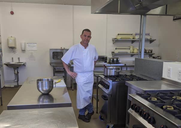 Chef James Mackenzie in the Lews Castle College UHI catering Development kitchen.