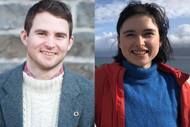 New postgraduate researchers Liam Crouse and Isabelle Flower.