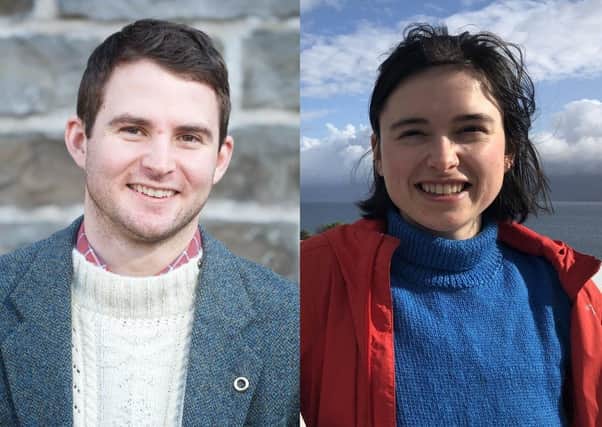 New postgraduate researchers Liam Crouse and Isabelle Flower.