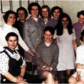 The Lews Castle machine sewing class c1972. Some of the ladies went on to work at the Parkend factory