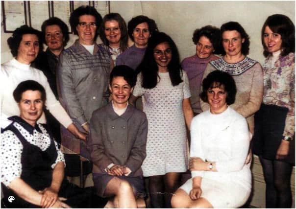 The Lews Castle machine sewing class c1972. Some of the ladies went on to work at the Parkend factory