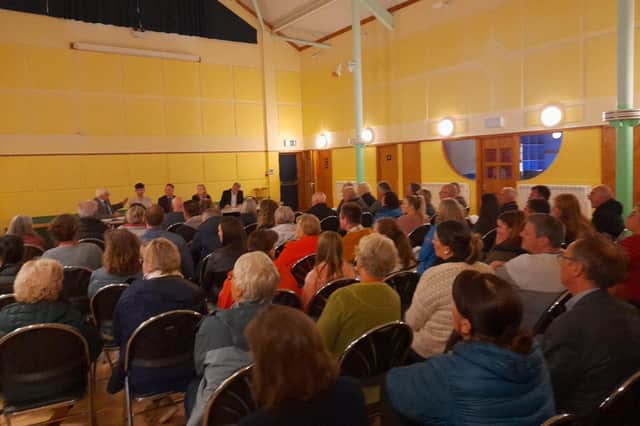 The community hall was packed to capacity for the meeting, demonstrating the strength of local opinion.