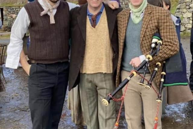John and his two sons during filming