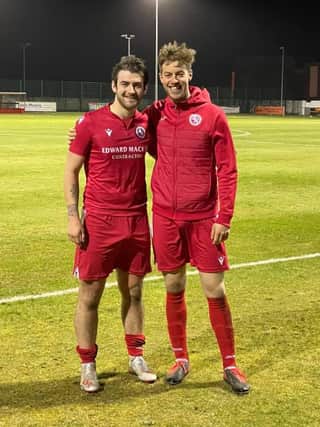 Stornoway's Martin Maclean, right, was one of Brora Rangers' two goal-scorers against Hearts on Tuesday night