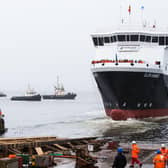 Innovative dual fuel vessel, MV Glen Sannox launches on the Clyde, but is now in dry dock for repairs.