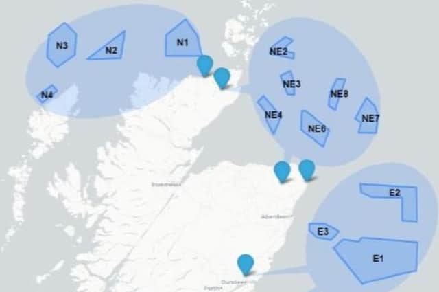 Preview of a draft map, seen by the Stornoway Gazette, showing all ScotWind North connections going to a regional hub at Dounreay.