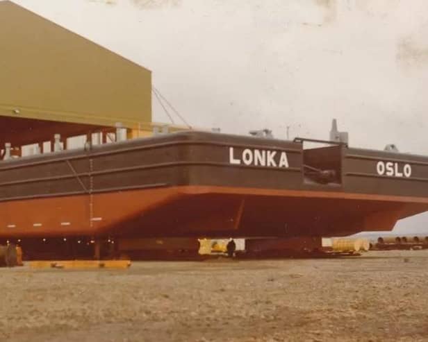 One of the biggest contracts in the early days of Arnish was the construction of a barge called the Lonka for Olsen's