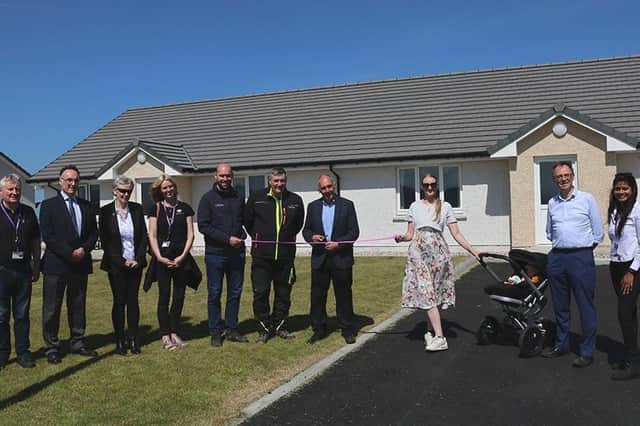 A handover ceremony at the new houses, Leana Ruadh, in Uig.