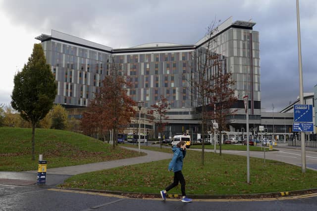 GLASGOW, SCOTLAND - NOVEMBER 13: A general view of the Queen Elizabeth University Hospital on November 13, 2023 in Glasgow, Scotland. NHS Greater Glasgow and Clyde is Scotland's largest health board and has oversight of Queen Elizabeth University Hospital and wide range of other health service providers. The board was recently named a formal suspect in a corporate homicide investigation following the deaths of four patients, including 10-year-old Milly Main, who contracted a fatal infection at QEUH in 2017. (Photo by Jeff J Mitchell/Getty Images) : Island patients are often sent down to the new Queen Elizabeth Hospital in Glasgow, which has been mired in controversy.