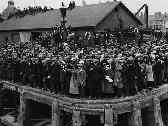 A crowded pier at Stornoway sees off the Metagama. (Pic: Stornoway Historical Society)