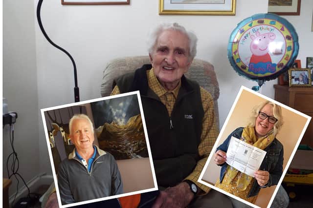 Murray Haddow, 95, arranged Angela's adoption. Insets: L- Graham Haddow and R - Angela Morrison