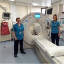Jane MacDonald and Karen Macleod at the CT scanning unit.