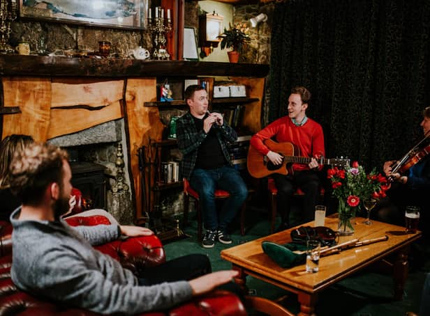 A traditional music ceilidh in the Borrodale Hotel, South Uist