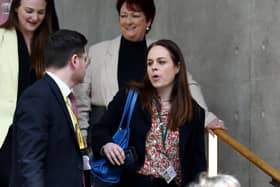 Kate Forbes departs the Scottish Parliament debating chamber on Tuesday as support was growing for her to stand in a leadership contest. (Photo: Jeff J Mitchell/Getty Images)