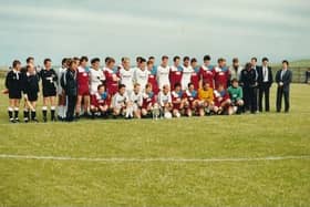 The Uist and Barra select and St Mirren line up before the memorable game in 1987.