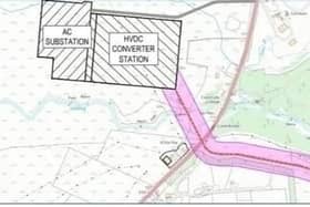 The layout of the original proposed converter station in relation to the main Stornoway-Tarbert road. A new site will now be explored.