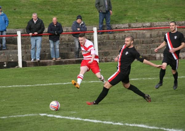 Goal attempt...for Lesmahagow against Blantyre (Pic by Johnny Weir)