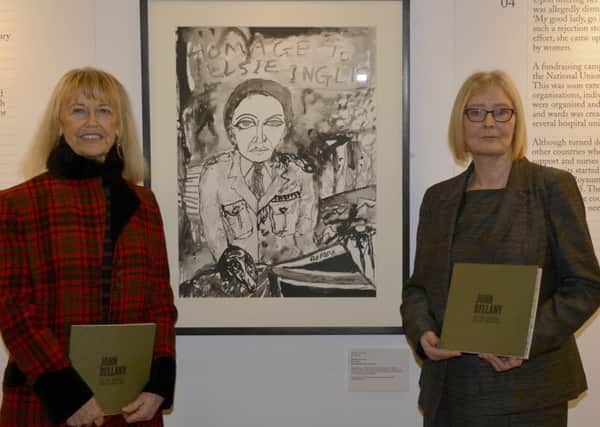 John Bellany's wife Helen Bellany and  Rt Hon Tricia Marwick MSP opened the exhibition at the Scottsh Parliament. The exhibition explores the work of the Scottish Women's hospitals during the First World War. Pic: Julie Bull.