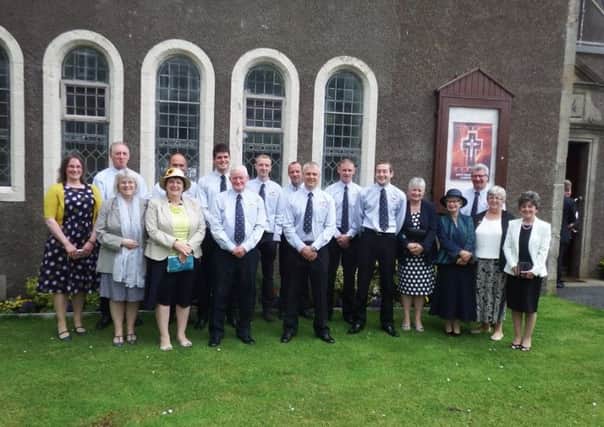 The picture shows volunteer crew and members of Stornoway Lifeboat Ladies Guild who attended the church service. Picture by Sty RNLI