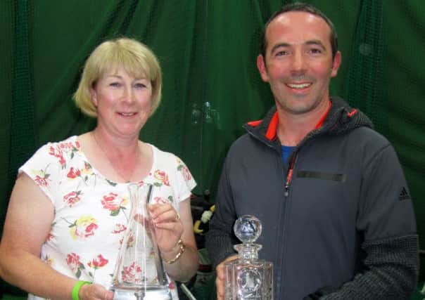 Fiona MacPhee & Neil Rowland, Ladies and Mens winners of the Askernish Open.