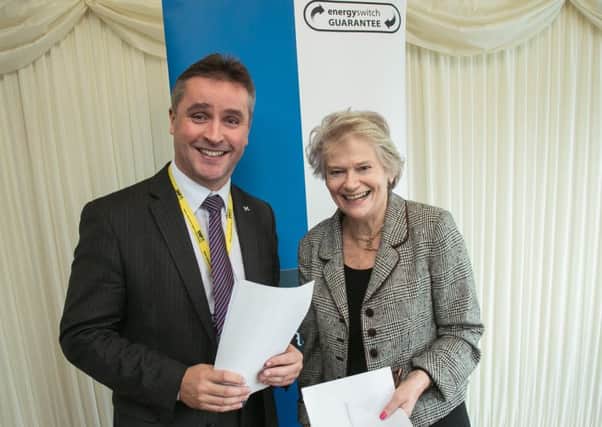 Angus MacNeil MP and Tina Tietjen, independent chair of the Energy Switch Guarantee at a reception at Westminster.