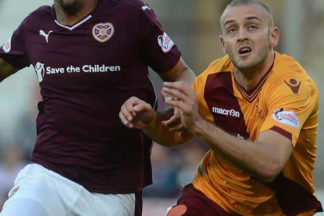 Louis Laing playing for Motherwell against Hearts last season (Pic by Neil Hanna)