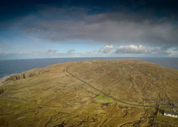 An aerial shot of Gallan Head with the community hub, Gallan Beag, in the foreground.  Picture by Richard Davies