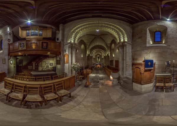 Pictured is the 360 formatted image of Dalmeny Kirk.