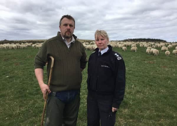 Aberdeenshire farmer and chairman of NSA Scotland, John Fyall and Gill MacGregor, Scottish SPCA Senior Inspector who feature in the Sheep-wise film.