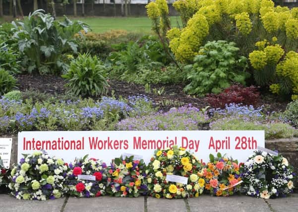BONNYRIGG: Workers' memorial, King George V Park. International Workers' Memorial Day service and wreathlaying