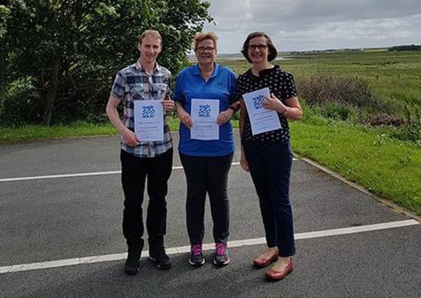 The first three participants in Lewis and Harris to complete the Walk 500 Miles Step Count Challenge were Murdo Maciver (2nd), Jane Bain (1st) and Sarah Marnoch (3rd).