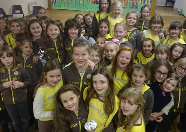 Victorious Back Brownies with their Western Isles Brownie Quiz Trophy and other teams from across Harris and Lewis.