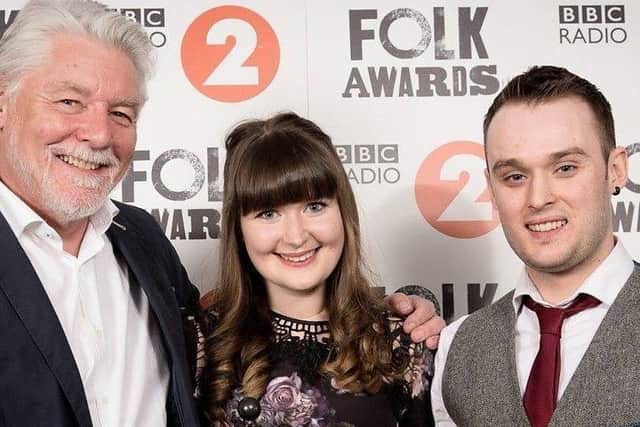 Josie with Pablo at the Radio 2 Folk Awards, but they need your votes in the MG Alba Scots Trad Music awards.