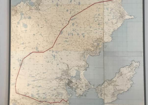 This map shows the boundary (red line) of the massive section of landmass in Lewis  which falls within the remit of the  Stornoway Trust.