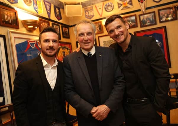 Ferguson and McCulloch with Lewis-based fellow Rangers' hero Ronnie McKinnon during their Stornoway visit.