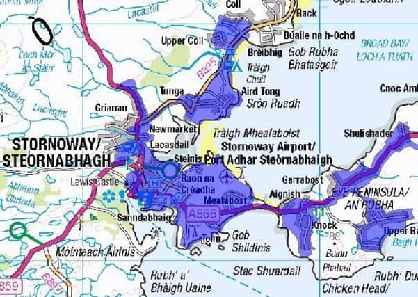 The area served by the Stornoway Water Treatment Works.