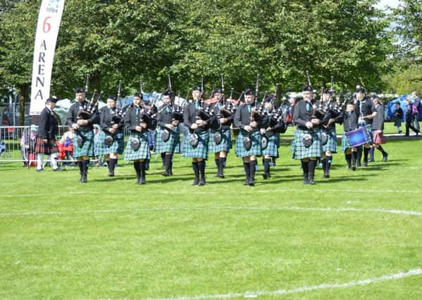 Lewis Pipe Band competing in the World Championships on Glasgow Green in August 2015.