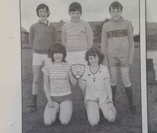 A team from Seilebost School, who competed in the Lewis Rural Schools sports day from 1983.