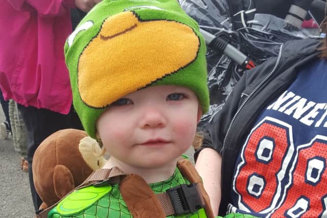 This little sweetie dressed up as a turtle for the day - one of the best dressed!