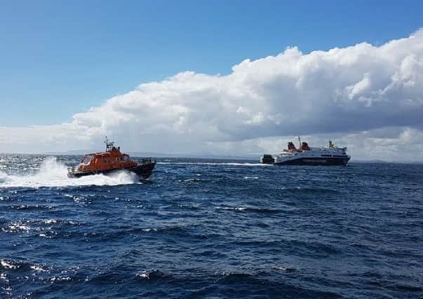 Stornoway and Lochinver lifeboats escorted the Loch Seaforth to Stornoway. Picture by Storoway RNLI