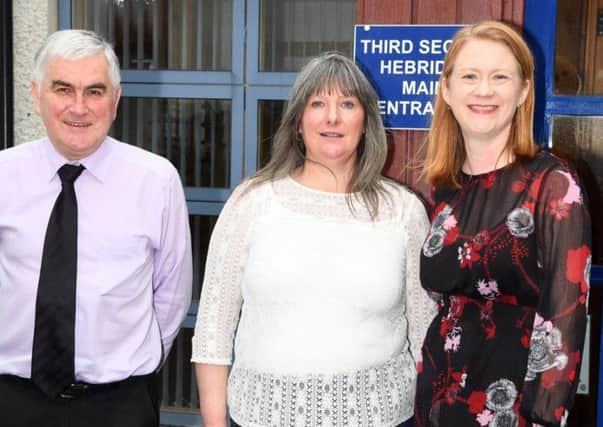 Pictured in Stornoway following the announcement are Social Security Secretary Shirley-Anne Somerville (far right) with Donny Macdonald of Third Sector Hebrides and Joan Muir, Local Delivery Lead of Social Security Scotland.