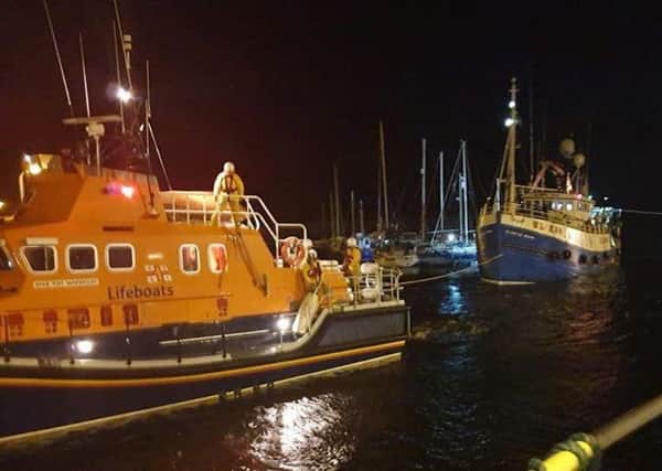 RNLI Lochinver on towing duties to aid vessel at the weekend.
