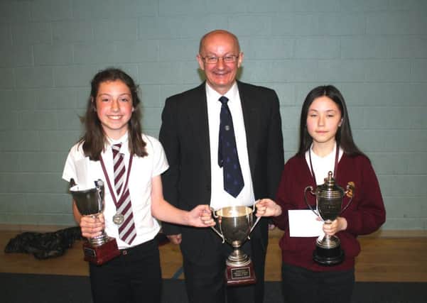 Presenting the prizes to Stornoway Primary's 2019 Dux of the School and Proxime Accessit.